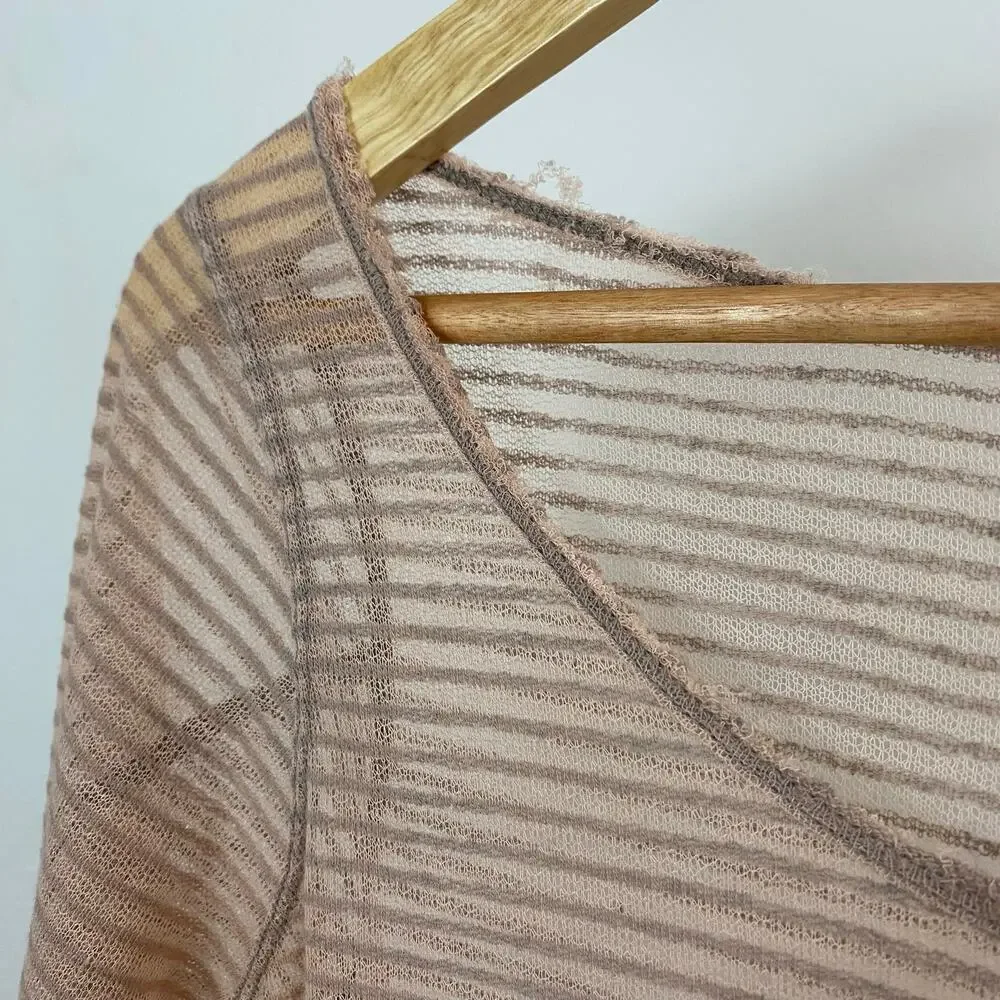 Free People Striped Burnout Top - Sand - Size Large